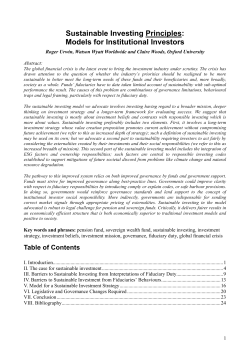 Sustainable Investing Principles: Models for Institutional