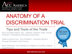 anatomy of a discrimination trial - Association of Corporate Counsel