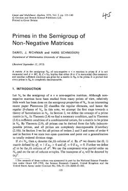 Primes in the Semigroup of Non-Negative Matrices