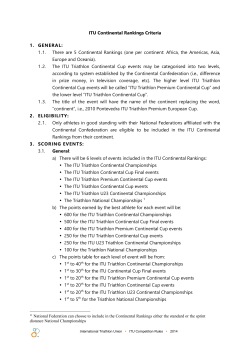 Continental Rankings Criteria