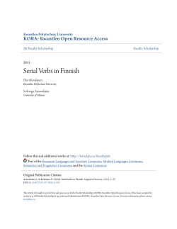 Serial Verbs in Finnish - KORA - Kwantlen Polytechnic University
