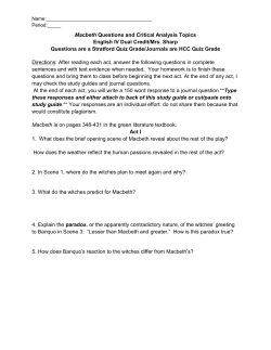 Macbeth Questions and Critical Analysis Topics English IV Dual