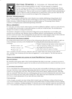 GETTING STARTED: A TOOLBOX OF PRE