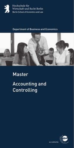 Master Accounting and Controlling - Hochschule f&uuml;r Wirtschaft und