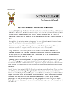 Appointment of a new Parliamentary Poet Laureate