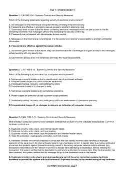 Question 1 - CIA 598 3-54 - Systems Controls and Security