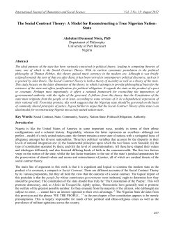 The Social Contract Theory: A Model for Reconstructing a True