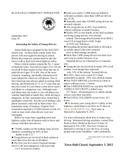 September Newsletter - Town of Blackville , SC