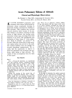 Acute Pulmonary Edema of Altitude