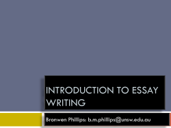 INTRODUCTION TO ESSAY WRITING
