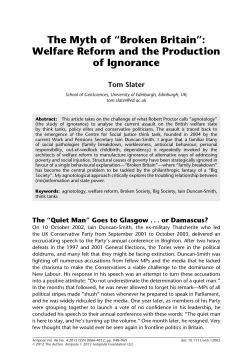 The Myth of Broken Britain: Welfare Reform and the Production of