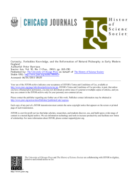 Curiosity, Forbidden Knowledge, and the Reformation of Natural