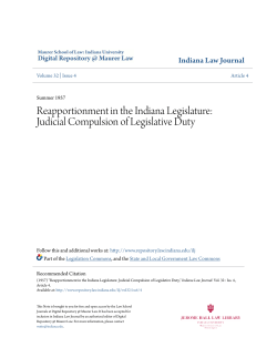 Reapportionment in the Indiana Legislature: Judicial Compulsion of