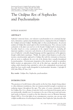 The Oedipus Rex of Sophocles and psychoanalysis