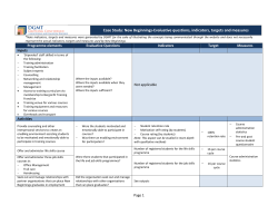 Case Study: New Beginnings-Evaluative questions, indicators
