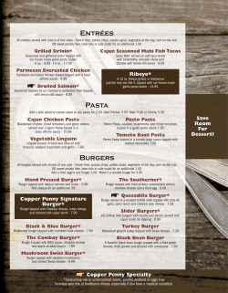 menu - Copper Penny Grill