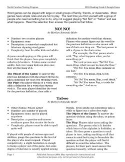 NO! NO! Taboo - North Carolina Public Schools