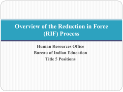 Overview of the Reduction in Force (RIF)