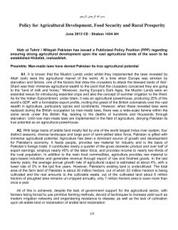 Policy for Agricultural Development, Food Security and