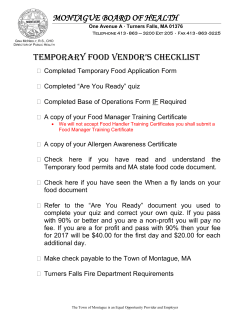 Event Participant/Vendor Packet - Temporary Food