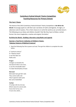 Canterbury Festival Schools` Poetry Competition Teaching