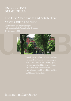 Birmingham Law School The First Amendment and Article Ten