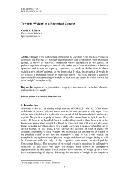 Towards `Weight` as a Rhetorical Concept