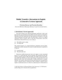 Middle Transitive Alternations in English: A Generative Lexicon