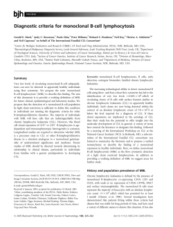 Diagnostic criteria for monoclonal B