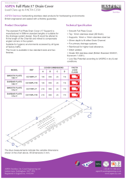 ASPEN Full Plate:17 Drain Cover - Aspen Stainless