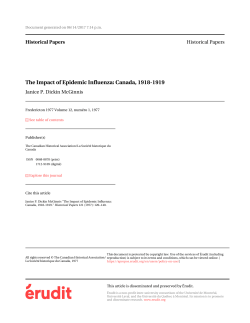 The Impact of Epidemic Influenza: Canada, 1918-1919