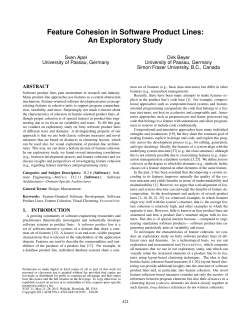Feature cohesion in software product lines: an - Sosy-Lab