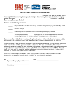 WGA DOCUMENTARY SCREENPLAY CONTRACT (“Company