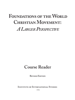 Foundations of the World Christian Movement: