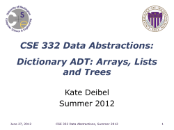 CSE 332 Data Abstractions: Dictionary ADT: Arrays, Lists and Trees