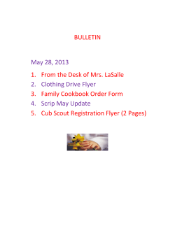BULLETIN May 28, 2013 1. From the Desk of Mrs. LaSalle