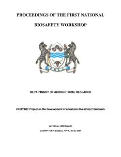 PROCEEDINGS OF THE FIRST NATIONAL BIOSAFETY WORKSHOP