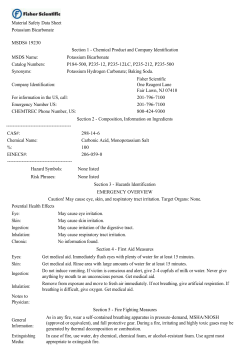Material Safety Data Sheet Potassium Bicarbonate MSDS# 19230