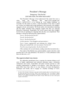 President`s Message: Dangerous &ldquo;Da-Da