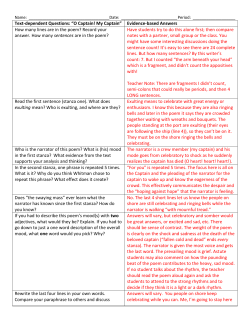 Text-dependent Questions: “O Captain! My Captain” Evidence