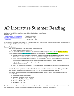 AP Literature Summer Reading - Chandler Unified School District