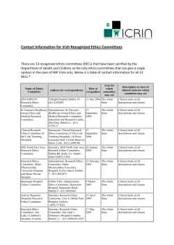 Contact Information for Irish Recognised Ethics Committees
