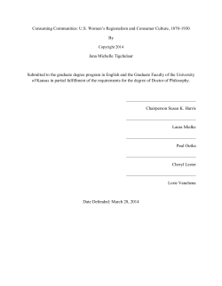 Consuming Communities: US Women`s Regionalism and Consumer