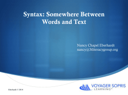 Syntax: Somewhere Between Words and Text