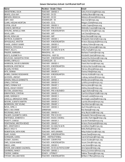 Gower Elementary School: Certificated Staff List