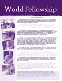 Fall/Winter 2011/2012 - World Fellowship Center