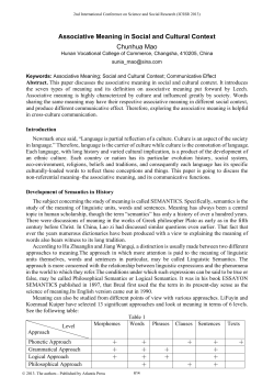 Associative Meaning in Social and Cultural Context Chunhua Mao