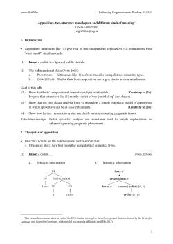 1 Appositives, two-utterance monologues, and different kinds of
