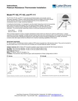 Instructions, Platinum Resistance Thermometers Installation, Model
