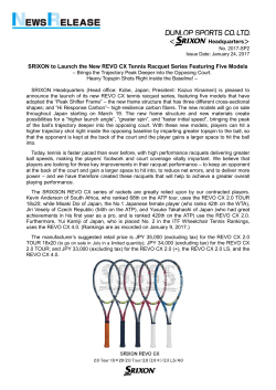 SRIXON to Launch the New REVO CX Tennis Racquet Series